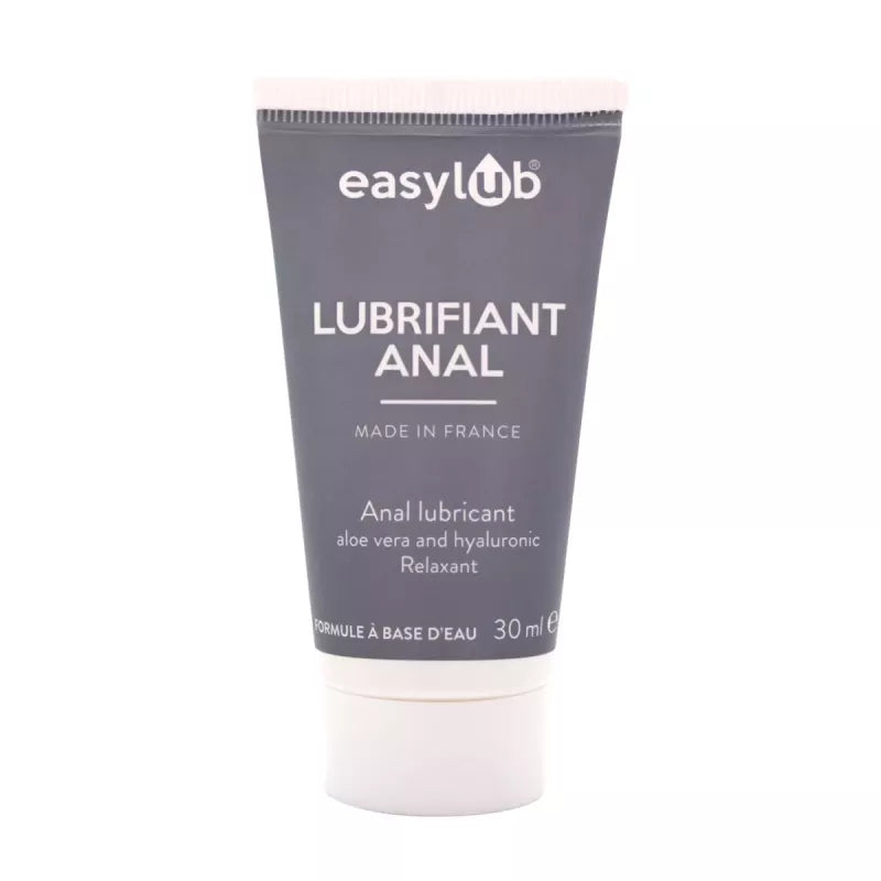 on voit sur un fond blanc un flacon gris et blanc d'un lubrifiant intime spécialisé pour l'anal.