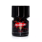 on voit sur un fond blanc un flacon noir où il est écrit Magnum sex line. Il y a des éclairs rouges sur le flacon.